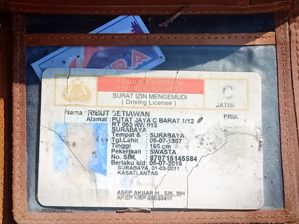 SIM korban yang ditemukan tewas dengan tangan terikat di Pasuruan