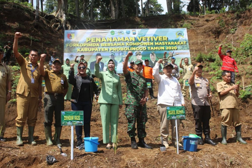 Penanaman vetiver di lereng Gunung Argopuro