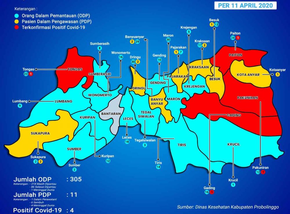 Peta Persebaran Covid-19 di Kabupaten Probolinggo