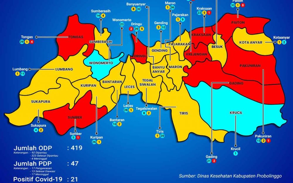 Peta sebaran Covid-19 di Probolinggo