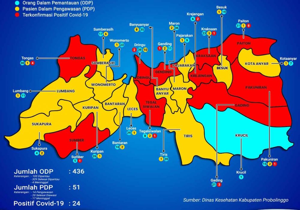 Peta persebaran Covid-19 di Kabupaten Probolinggo