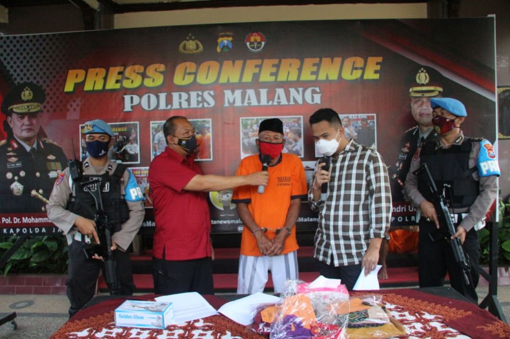 Unit PPA Polres Malang membekuk pelaku yang mencabuli anak tirinya