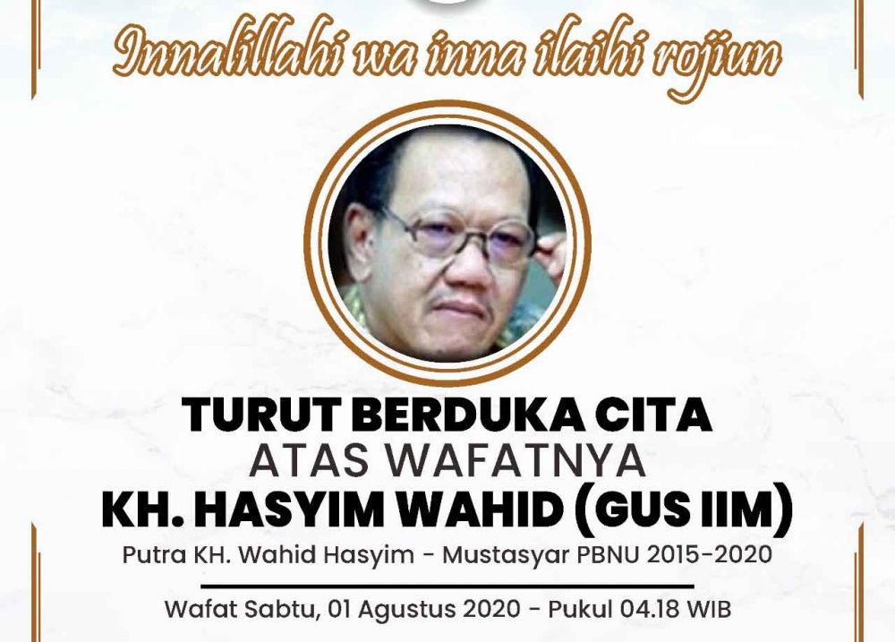 Ucapan duka cita atas wafatnya KH Hasyim Wahid