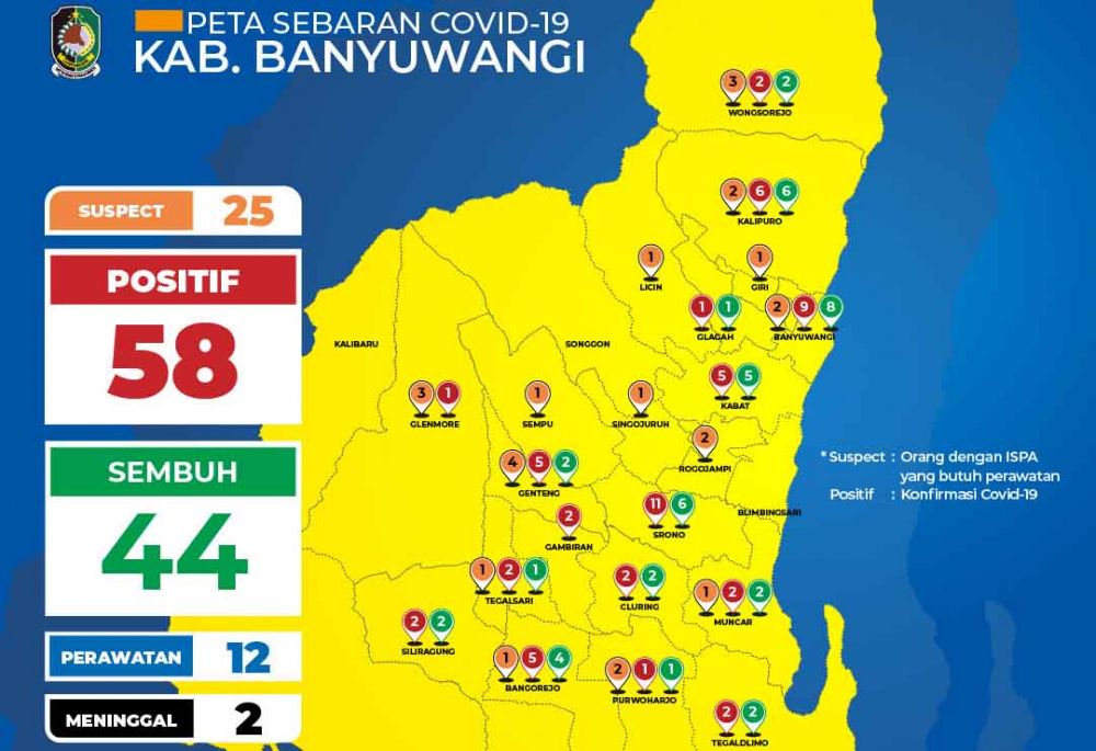 Peta sebaran Covid-19 di Banyuwangi