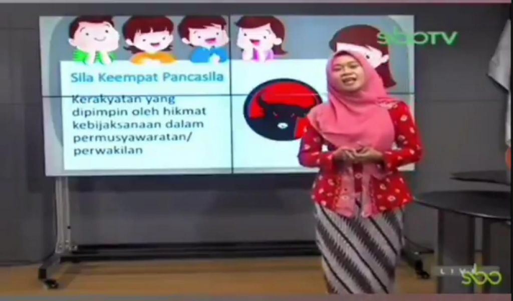 Kemunculan mirip logo PDIP ditayangan "sekolah online" SBO TV yang beredar