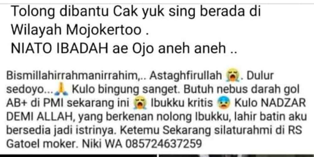 Capture postingan di Facebook