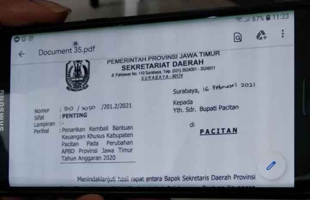 Pemprov Jatim Tarik Dana Hibah ke Yayasan Yudhoyono di Pacitan