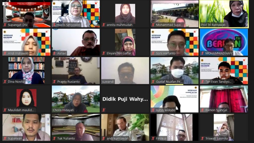 Webinar kolokium yang digelar Prodi Doktor Ilmu Ekonomi FEB Untag Surabaya