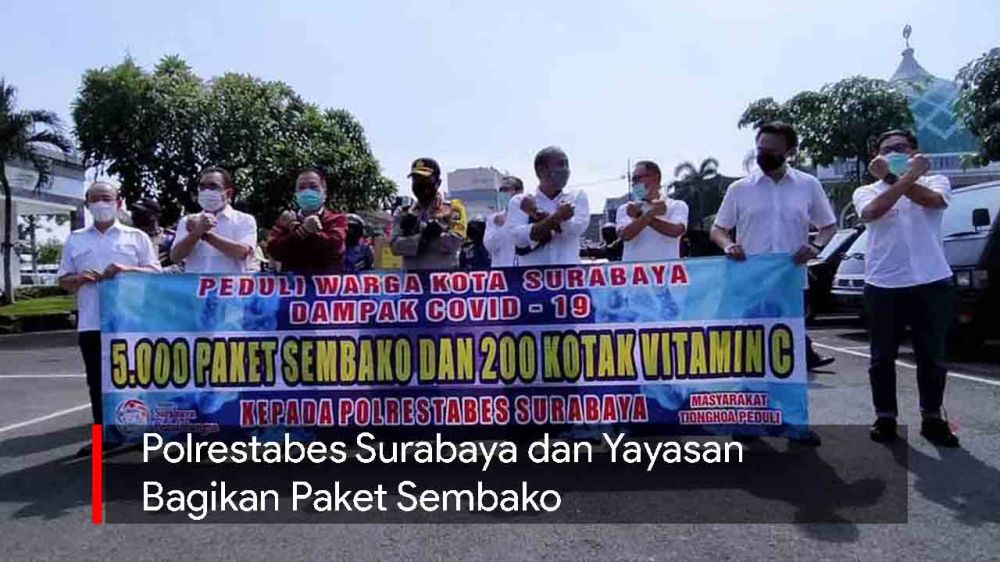 Video: Polrestabes Surabaya dan Yayasan Bagikan Paket Sembako