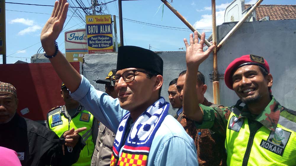 Sandiaga Uno saat berada di Malang beberapa waktu lalu (Avirista Midaada)
