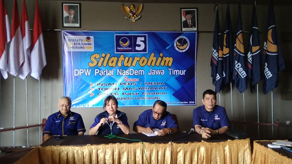 Ketua DPW Partai Nasdem Jawa Timur saat bersilaturahmi dengan jurnalis di Tulungagung.