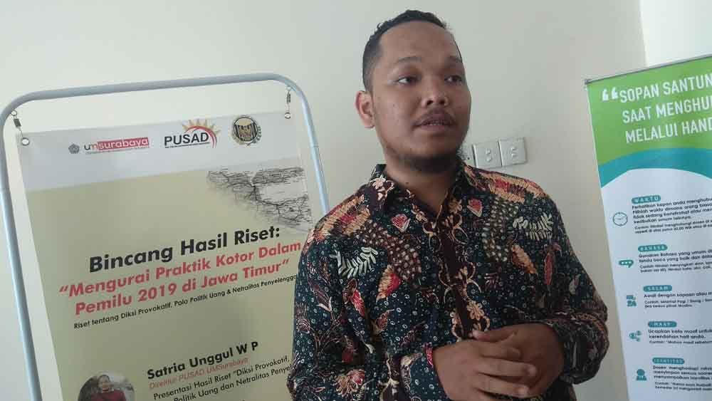 PUSAD UM Surabaya: 98,2 Persen Masyarakat Jatim Ingin Money Politics