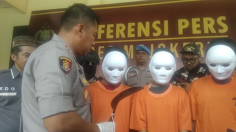 Ketiga bocah yang diamankan Polres Mojokerto