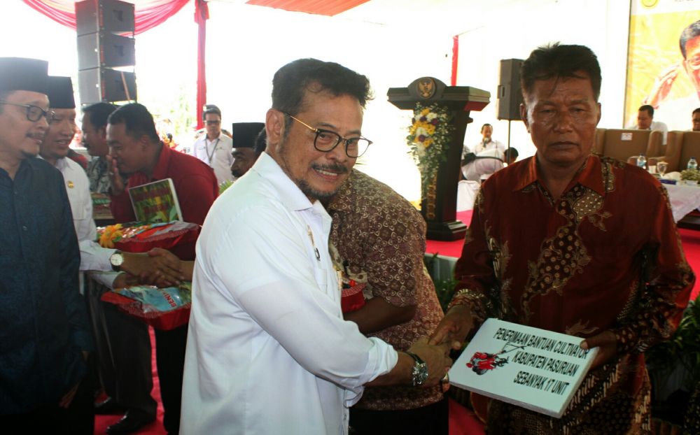 Menteri Pertanian, Syahrul Yasin Limpo di acara panen raya di Pasuruan