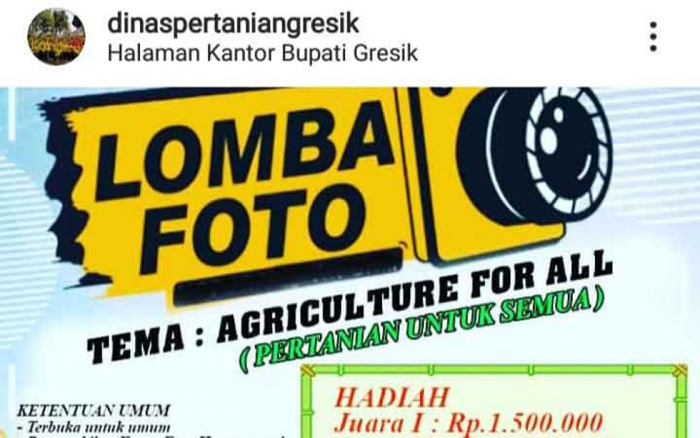 Lomba foto dengan tema Agriculture For All yang diselenggarakan oleh DInas Pertanian Kabupaten Gresik