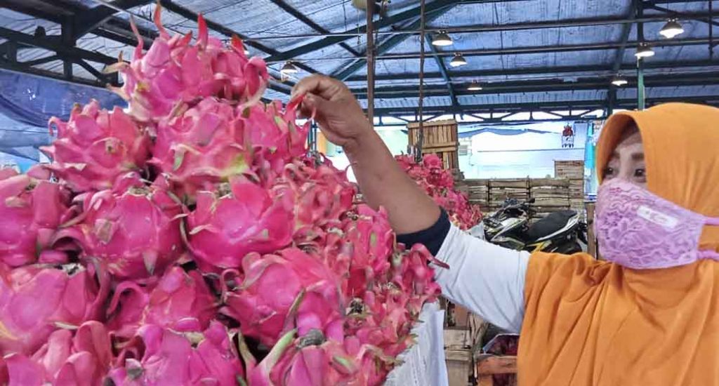 Pedagang buah naga di PIOS
