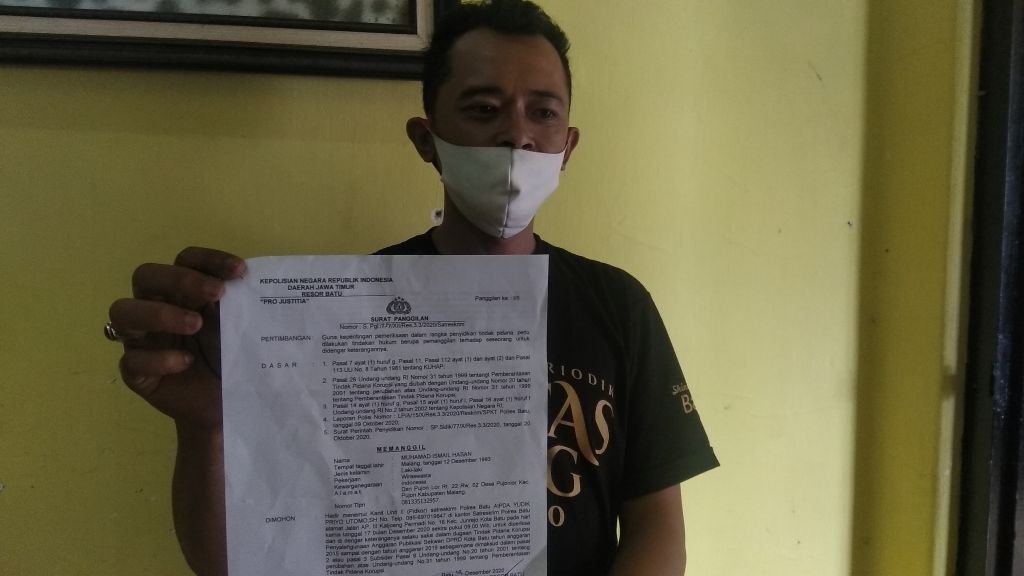 Salah satu perwakilan perusahaan media yang dipanggil Polres Batu sebagai saksi