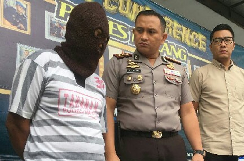 Oknum wartawan saat di Mapolres Malang.