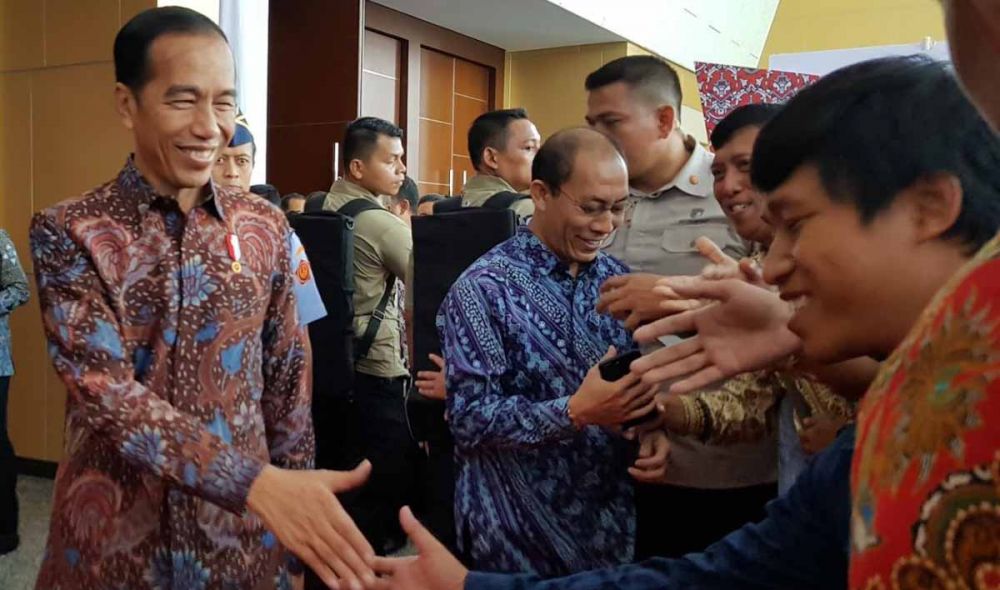 Presiden Jokowi saat menghadiri acara puncak peringatan Hari Pers Nasional (HPN) 2019 di Surabaya
