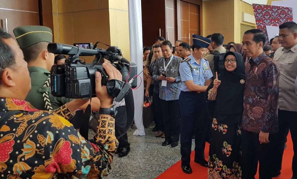 Presiden Jokowi saat menghadiri acara puncak peringatan Hari Pers Nasional (HPN) 2019 di Surabaya