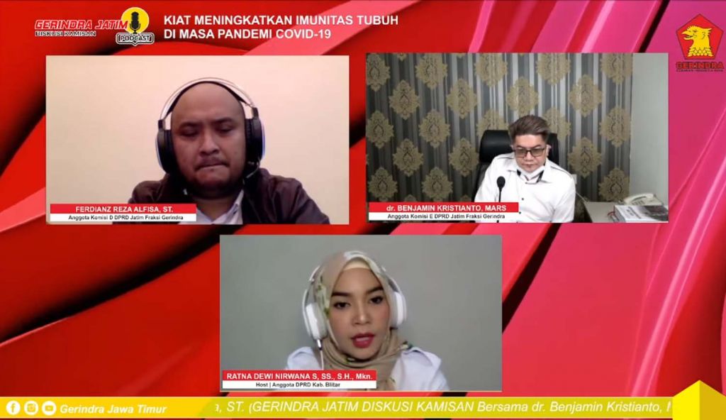 Kamisan Gerindra Jatim membahas tentang tips menjaga imun dan cara penggunaan oksigen