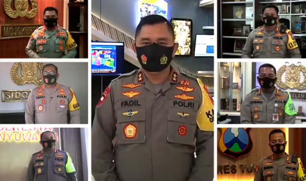 Tangkapan layar video kampanye Jatim Bermasker yang diposting Channel YouTube Bidhumas Poldajatim