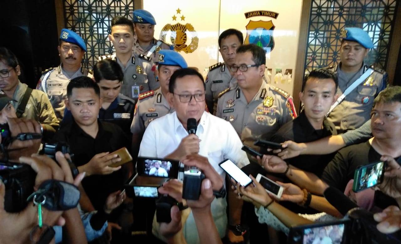 Kapolda Jatim Irjen Pol Luki Hermawan saat mengumumkan Vanessa Angel tersangka di Mapolda Jatim, Rabu (16/1/2019)/jatimnow.com