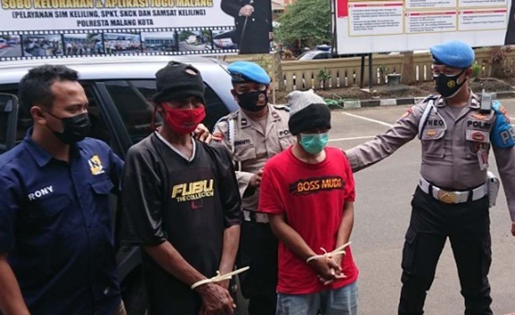 Satu pelaku dan penadah dalam kasus pembobolan diamankan di Mapolresta Malang Kota