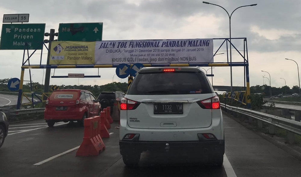 Jumlah kendaraan yang melintasi tol fungsional Pandaan-Malang mengalami kenaikan 30 persen
