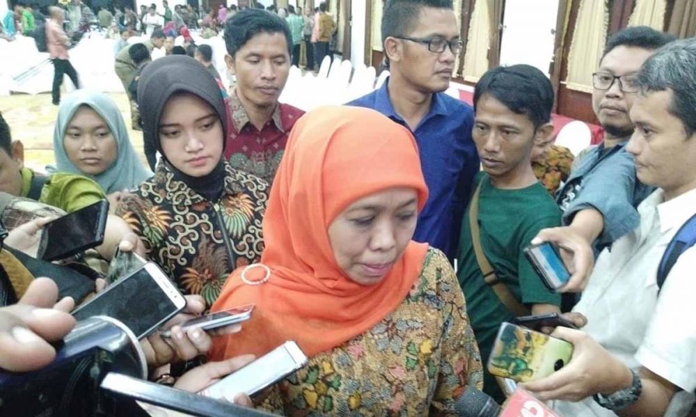 Gubernur Jawa Timur Khofifah Indar Parawansa di Gedung Negara Grahadi, Surabaya