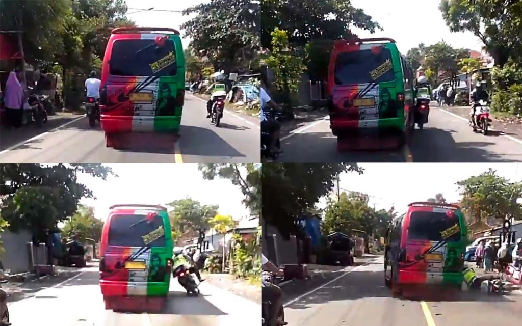 Aksi Mengerikan Mobil Angkutan Umum Tabrak Polantas di Probolinggo