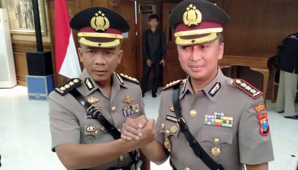 Kombes Pol Rudi Setiawan (kiri) dan Kombes Pol Sandi Nugroho