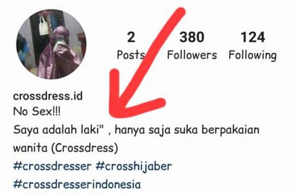 Salah satu akun yang diduga pengikut crosshijaber. Akun yang sudah hilang ini tersebar luas di media sosial