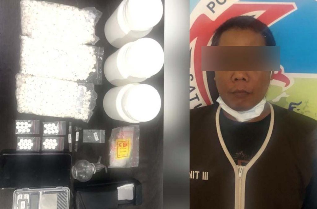 Kolase kurir dan barang bukti sabu serta pil koplo diamankan di Mapolrestabes Surabaya