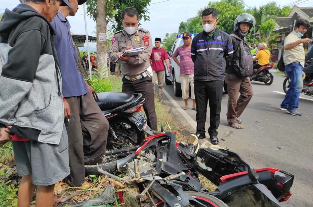 Dua motor yang terlibat kecelakaan di Ponorogo