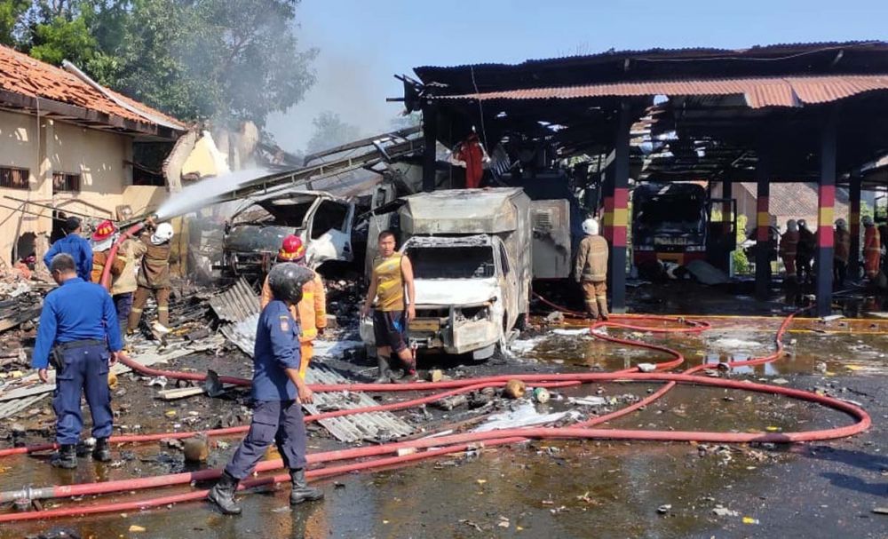 Foto kondisi Markas Brimob Semarang pascaledakan yang beredar