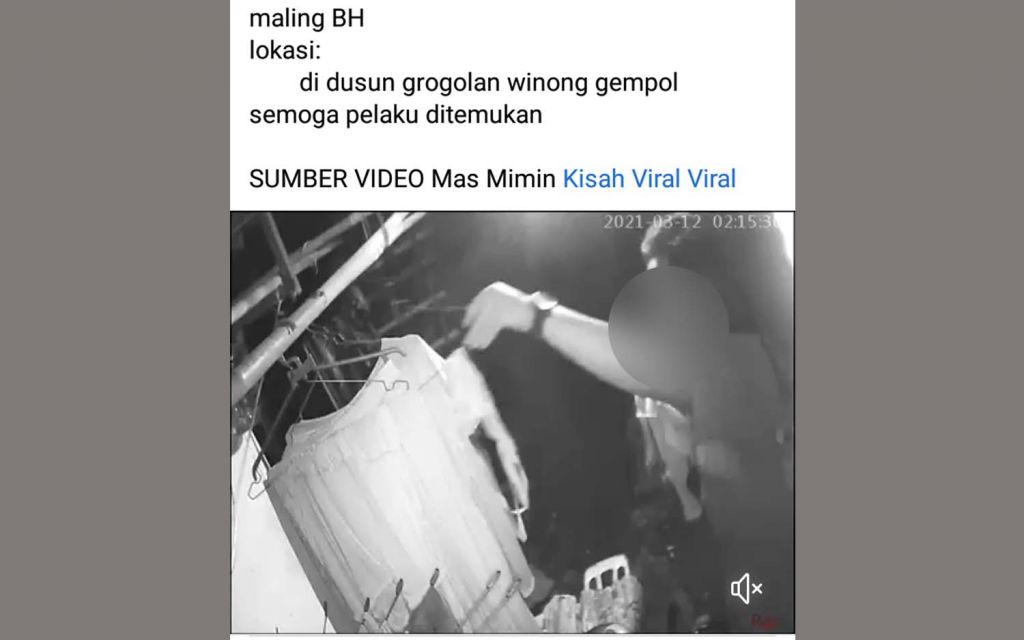 Tangkapan layar video rekaman CCTV pencurian bra di Pasuruan