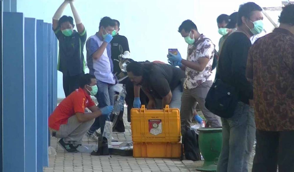 Tim Inafis Polres Tulungagung melakukan identifikasi di TKP