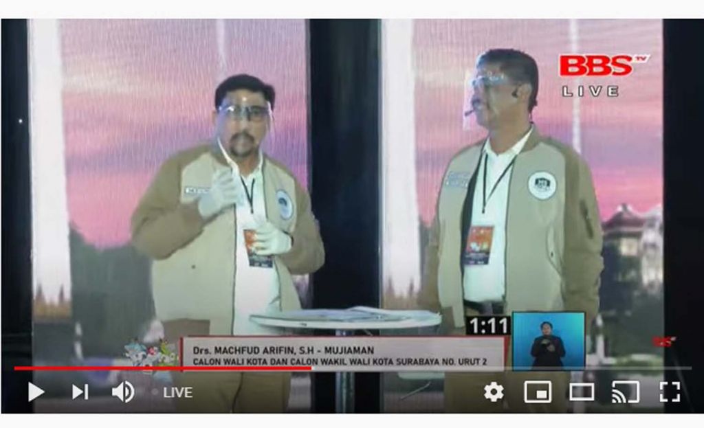 Paslon Nomor Urut 2, Machfud Arifin-Mujiaman dalam Debat Publik ke-2 Pilwali Surabaya 2020