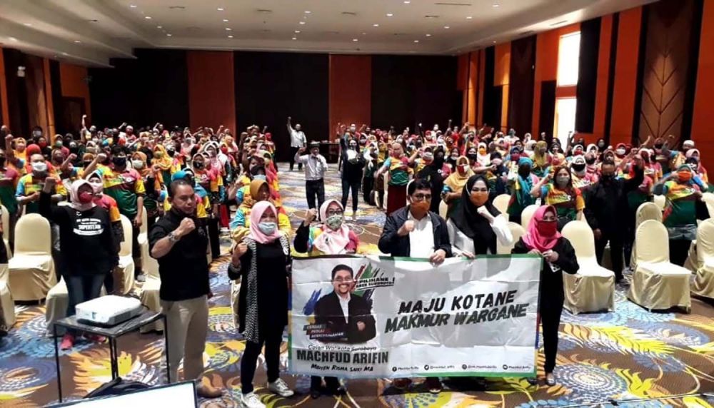 Para pelaku UMKM di Surabaya deklarasi dukung Calon Wali Kota Machfud Arifin (Foto-foto: Zain Ahmad/jatimnow.com)