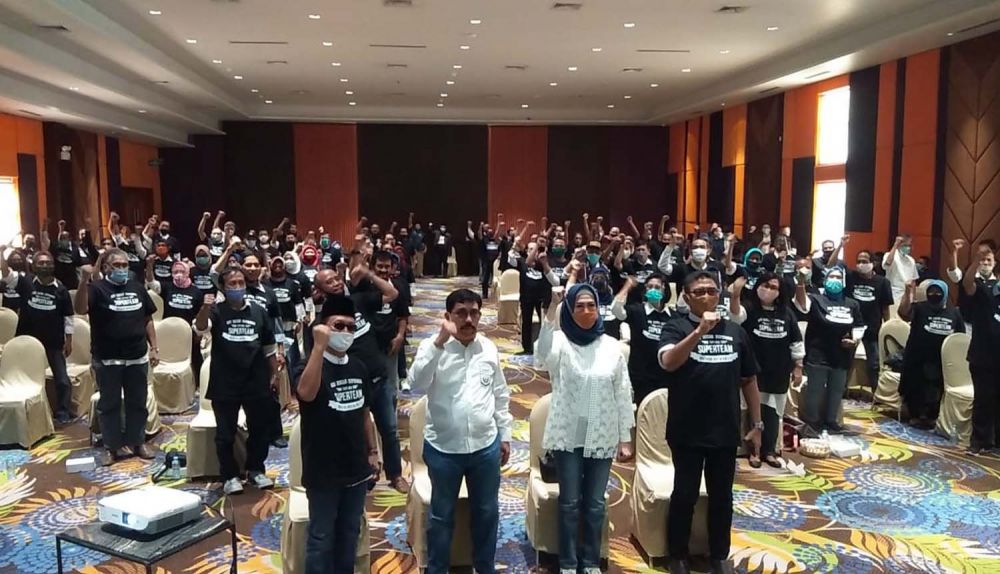 Calon Wali Kota Surabaya Machfud Arifin saat reuni bersama teman seangkatan SMP Negeri 1 Surabaya dan SMPP Surabaya