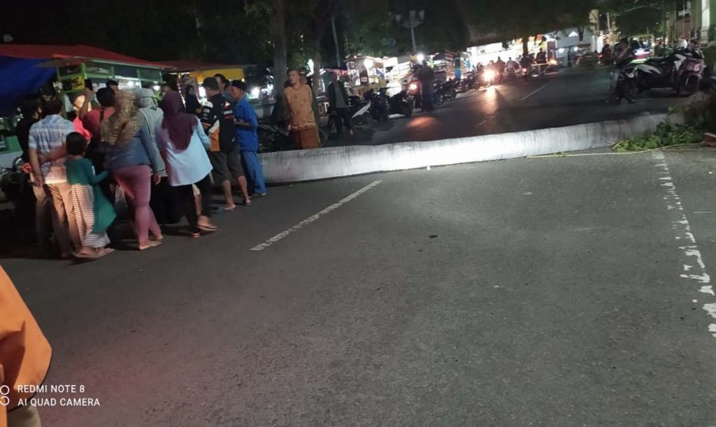 Pohon palem setinggi 17 meter di Alun-alun Bangil yang tumbang