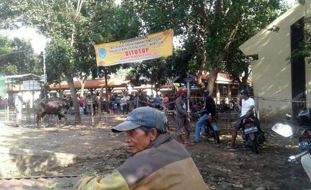 Aktivitas di pasar ternak Kelurahan Jrebeng Kidul, Kecamatan Wonoasih, Kota Probolinggo