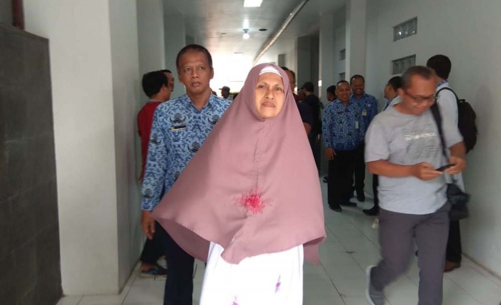 YM, pasien asal Kediri saat pulang dari RSUD dr Iskak Tulungagung