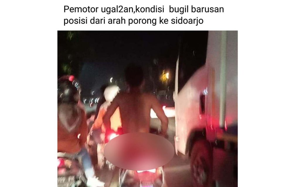 Tangkapan layar video pemotor bugil yang viral di media sosial