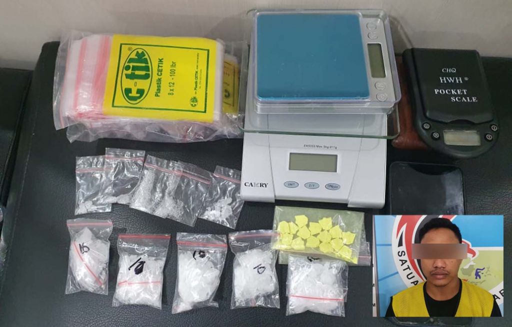 Kolase pengedar narkoba Surabaya-Sidoarjo dan barang bukti yang disita