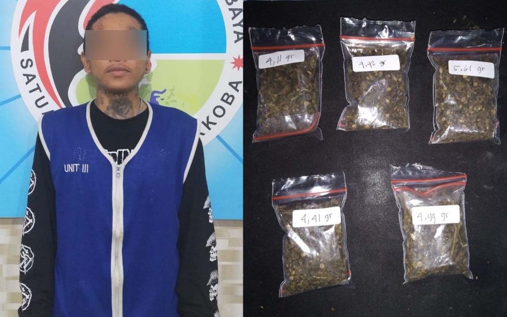 Pengedar Narkoba di Surabaya Digerebek, 5 Paket Ganja Siap Edar Disita