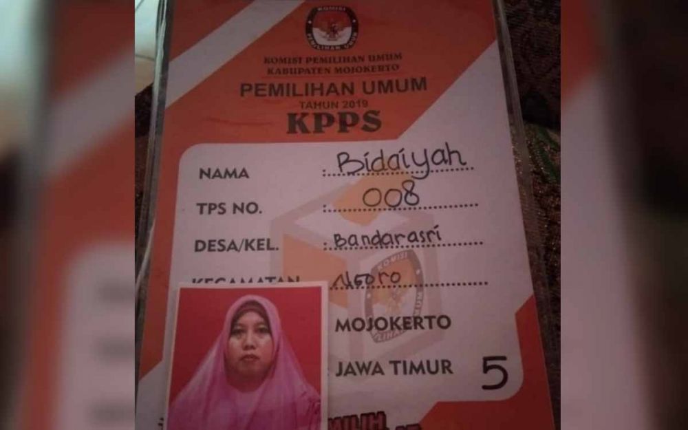 Kartu anggota KPPS milik Bidaiyah 