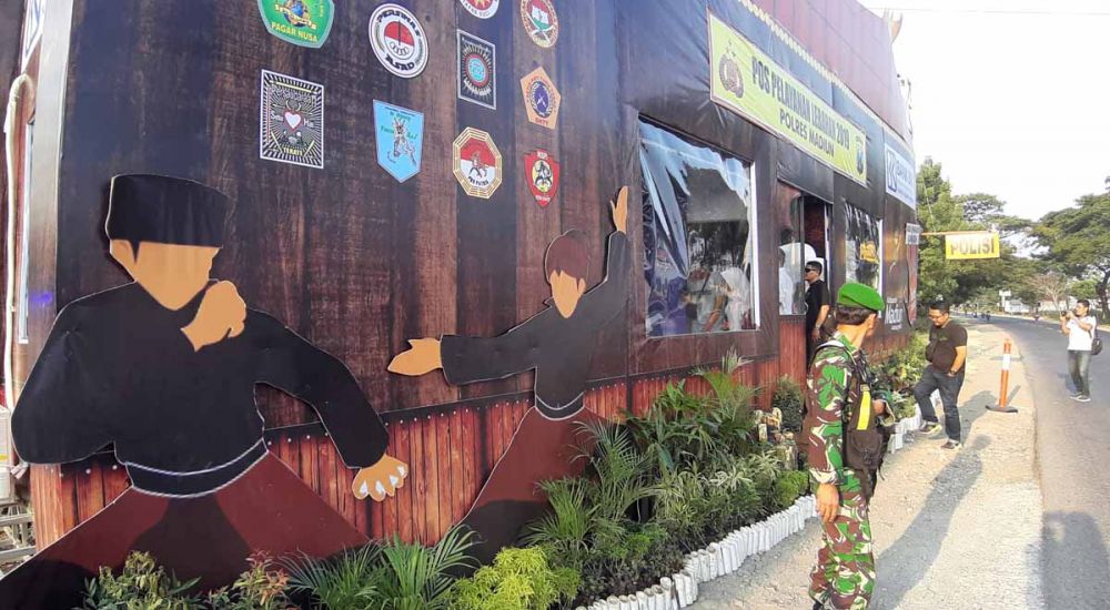 Pos Pengamanan Lebaran 2019 Bertema Kampung Pesilat Berdiri di Madiun