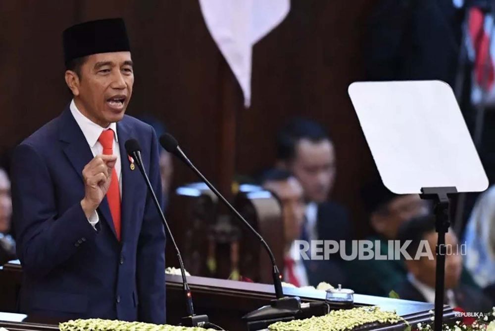Presiden Joko Widodo berpidato usai dilantik menjadi presiden periode 2019-2024 di Gedung Nusantara, Senayan, Jakarta (Foto: Antara/Akbar Nugroho Gumay)
